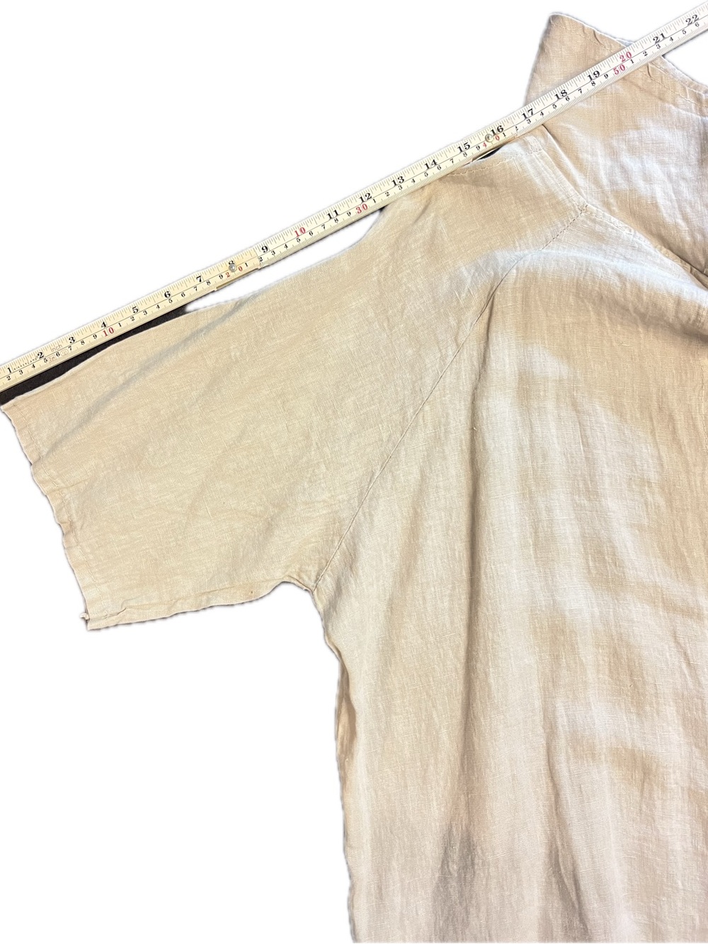 Zen Italian beige linen button up/back, regal collar/cowl dress w/pockets-NWT - Picture 12 of 16